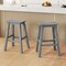 Costway 29" Patio Bar Stool Set of 2 with Curved Seat & Footrests for Backyard Outdoor Brown/Black/Gray